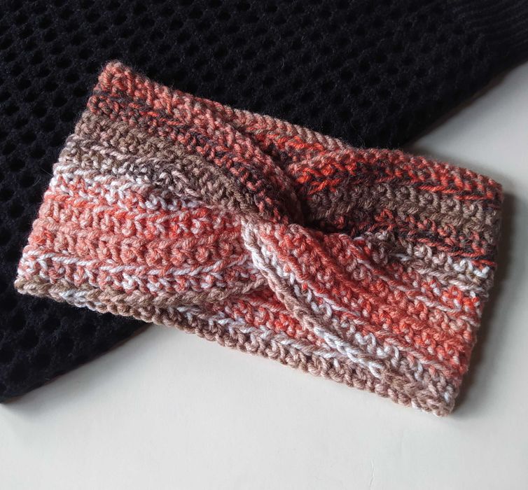 Szydełkowa Opaska Batik Twist Przeplatana Handmade