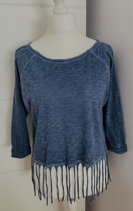 Bluzka ala jeans frędzle oversize Blue melanż