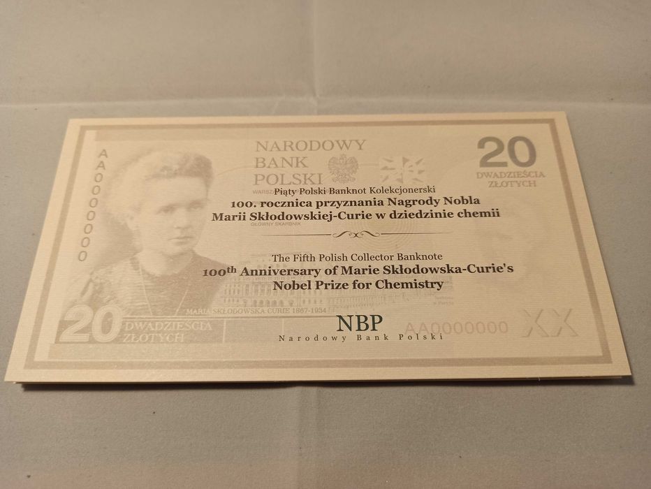 Banknot kolekcjonerski Maria Skłodowska-Curie UNC 6112