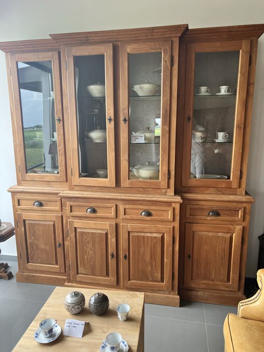 Kredens witryna kolonialna z egzotycznego drewna tekowego