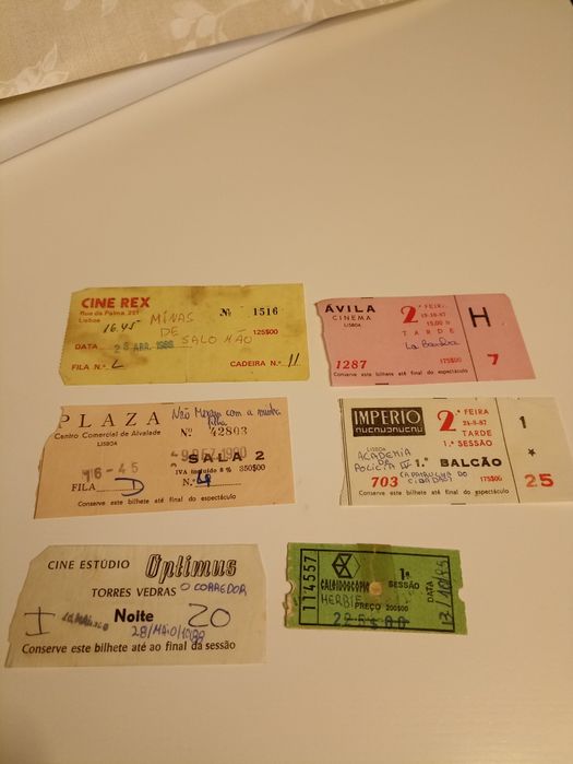 Bilhetes usados cinema