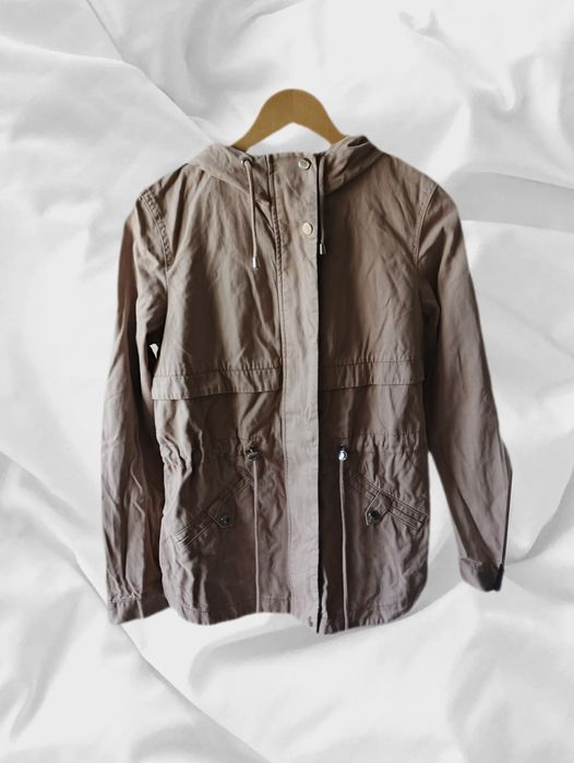 Beżowa kurtka, parka, wiosenna z kapturem, roz. XS H&M Divided
