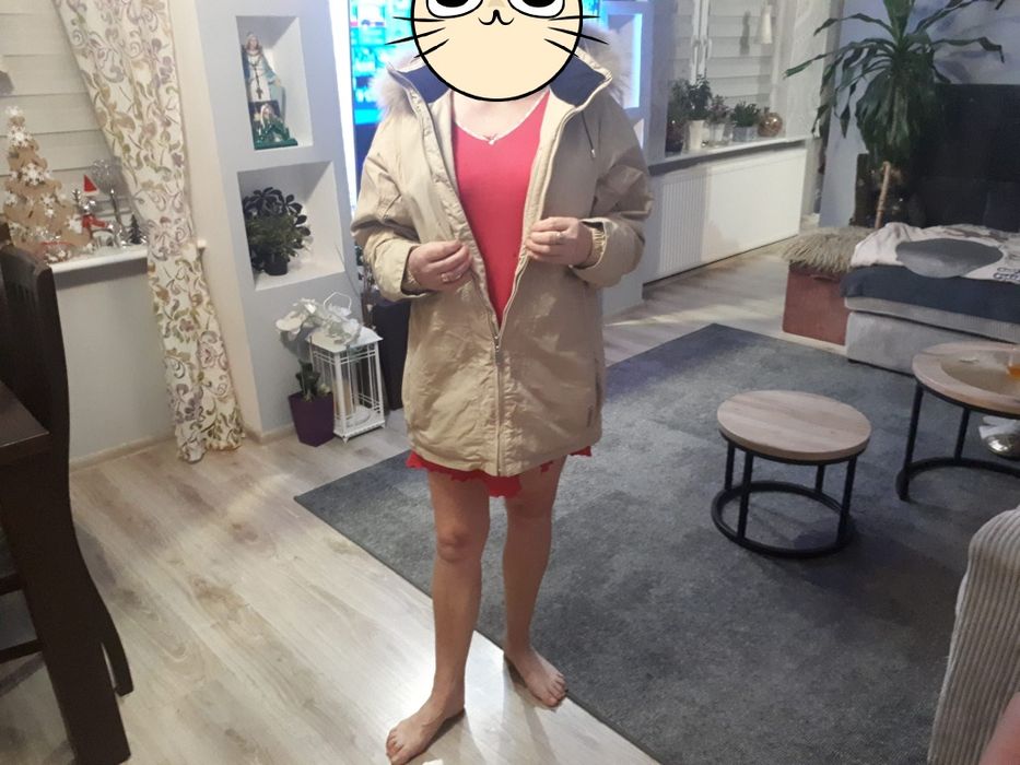 Kurtka ocieplana polar futerko naturalne jenot