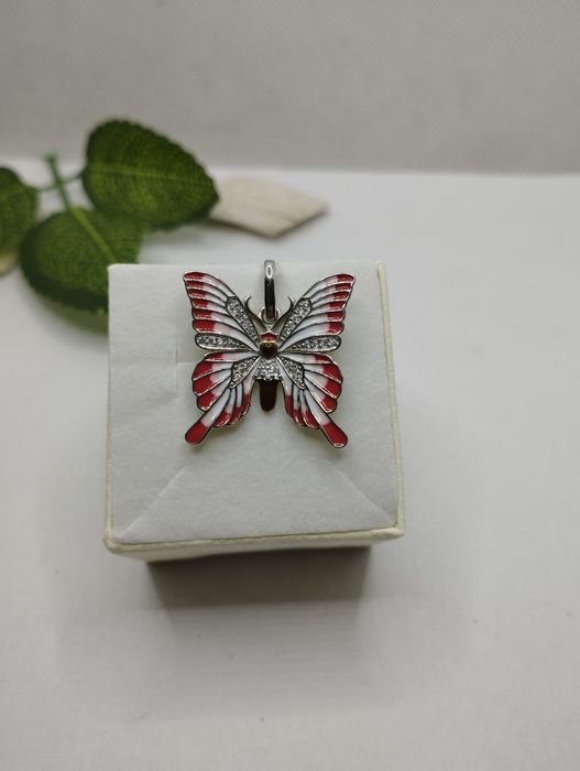 Srebrny wisiorek, motyl, próba 925