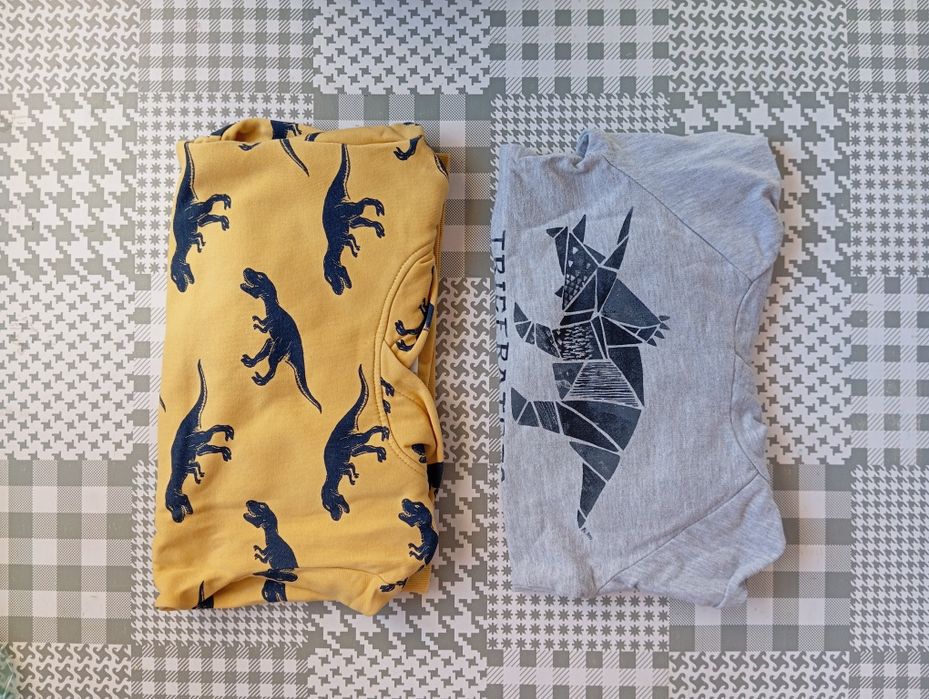 2 bluzy chłopięce z dinozaurami kaptury 110 komplet 2-pak H&M