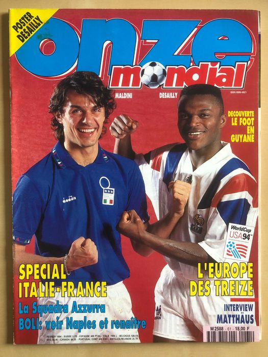 102 issues of Onze Mondial magazine in good condition (from 1988 to 2000)