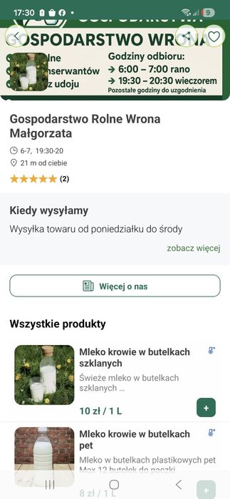 Sprzedam mleko prosto od krowy