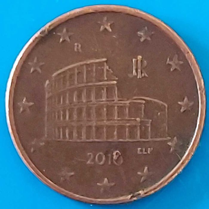 5 Cêntimos de 2018  da Itália, Coliseu Defeito cunhagem