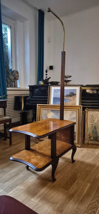 Zabytkowa lampa podłogowa stolik etażerka art deco Ludwik XVI antyk