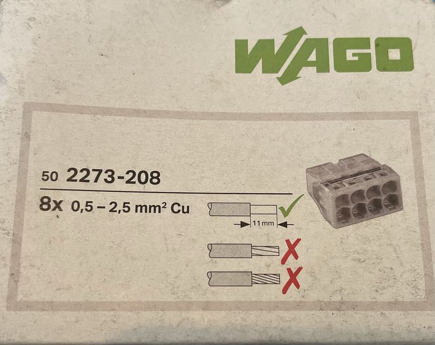 Opakowanie szybkozłączek instalacyjnych WAGO COMPACT serii 2273-208