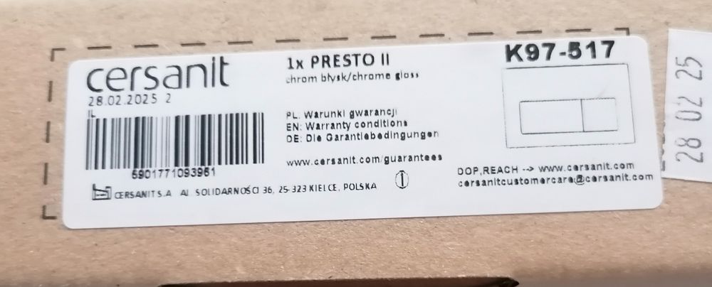 Przycisk do spłuczki Cersanit Presto II chrom (NOWY)