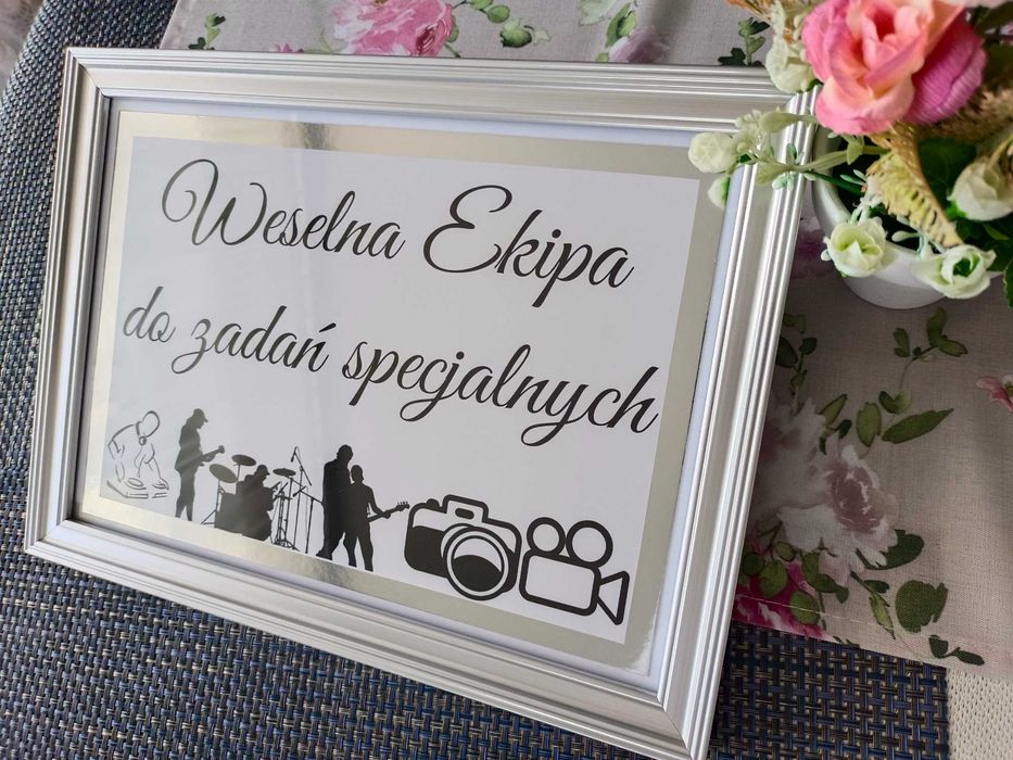 Karta A4 weselna ekipa do zadań specjalnych, ramka