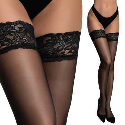 Pończochy gładkie SAMONOŚNE 20DEN super koronka L