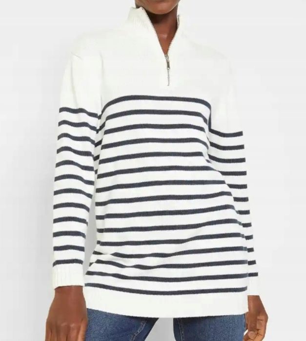 B.P.C sweter w paski ze stójką i zamkiem ^36/38