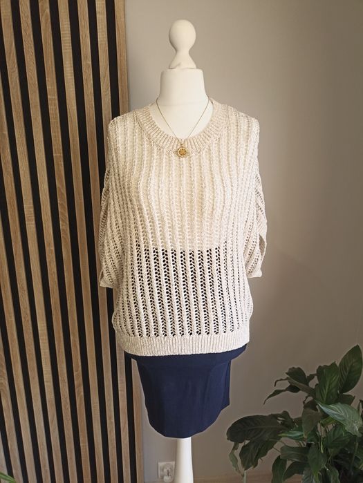 Sweterek ażurowy błyszczący roz.M/L/XL-over