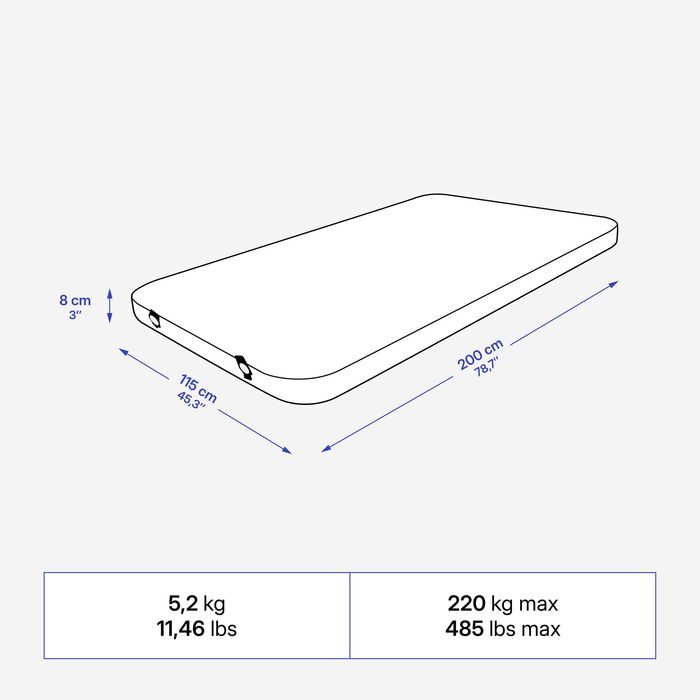 Colchão Autoinsuflável de Campismo 2 Pessoas 200x115cm AG Ultim