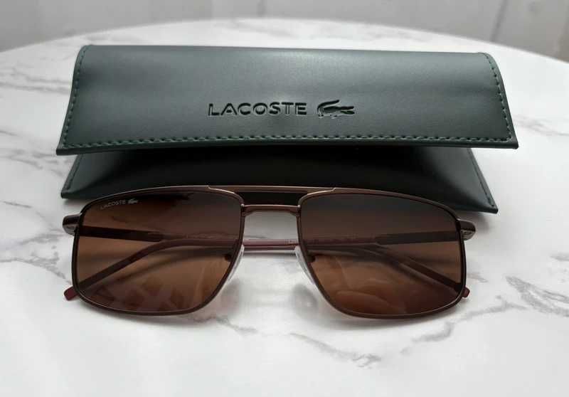 Okulary męskie przeciwsłoneczne nowe oryginalne pilotki Lacoste L255S 201 brązowe