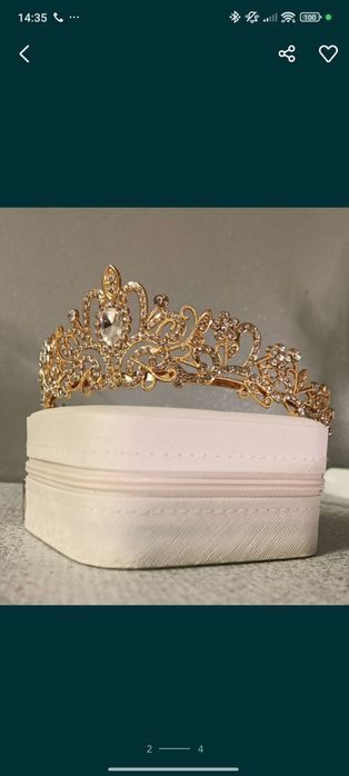 Tiara korona ślubna złota diadem
