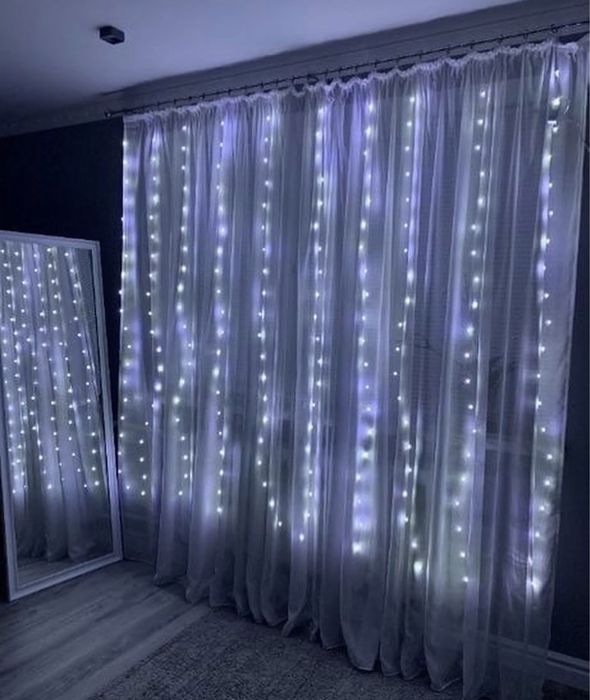 Гірлянда штора роса 3*2м 3*3 біла, тепла з пультом