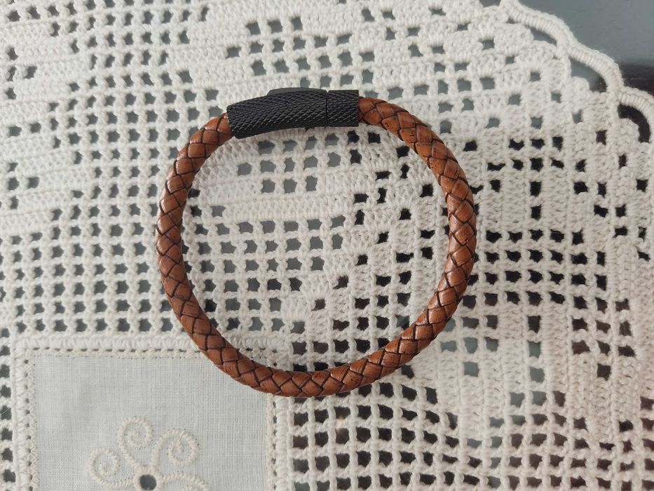 Pulseira de couro para homem 21cm