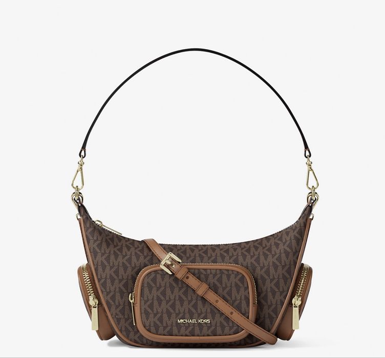 Torebka listonoszka Michael Kors Merritt small brown monogram logo
