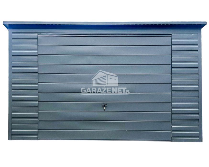 GARAŻ BLASZANY 4X6M Brama Uchylna Antracyt Dach Spad W Tył Gb466