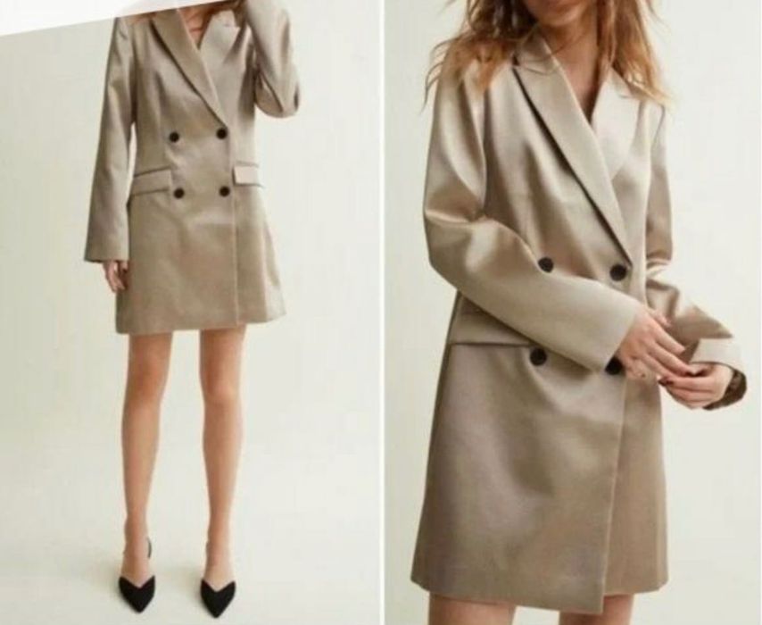 Двубортний атласний блейзер (сукня-піджак) H&M
