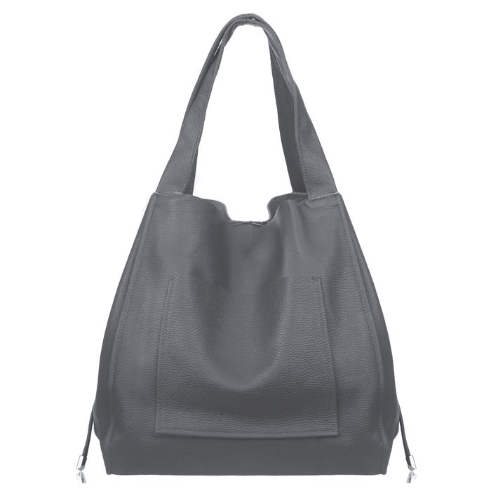 VERA PELLE torebka damska skórzana shopper z saszetką V497 c.szara
