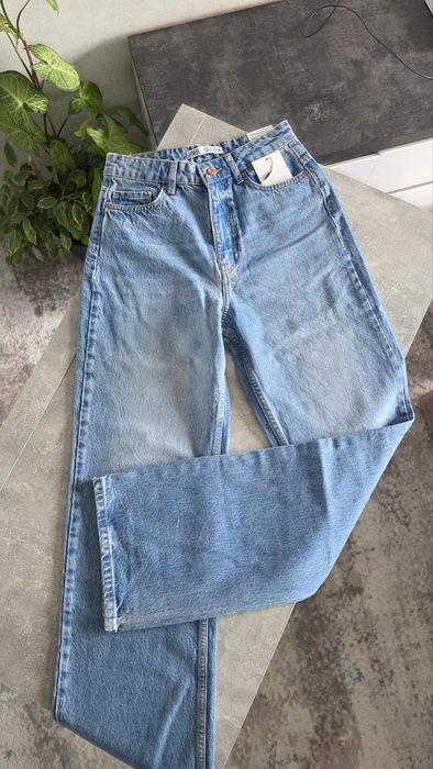 КРУТА ЦІНА джинси full length Zara джинсы Зара прямые широкие голубые