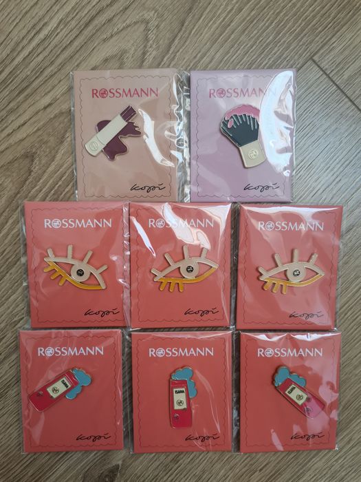 Piny Pin Zestaw Pinów Rossmann x Kopi Najnowsze Pomadka żel Isana Oko