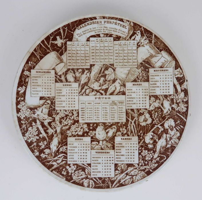 3 pratos calendários Séc. XIX - G.D. Paris - 16.5 cm