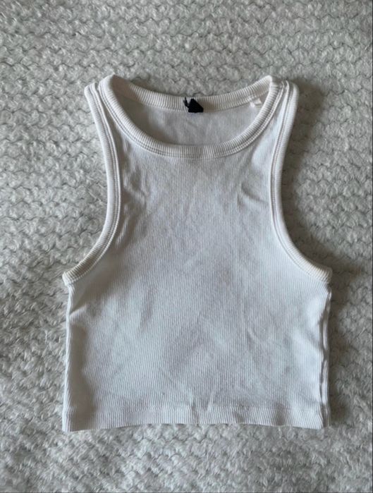 Bialy top halter bluzka na ramiaczkach xs