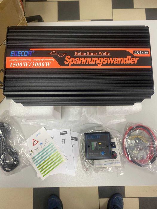 Edecoa Spannungswandler UPS інвертор +зарядка чистий синус 1500W