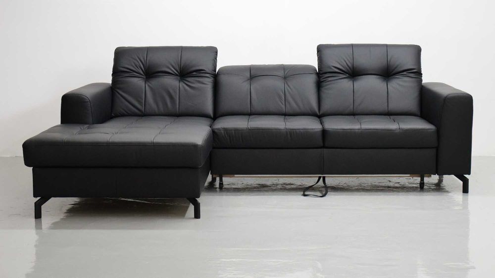 TLJ Narożnik funkcja spania skóra naturalna pojemnik regulowane zagłow