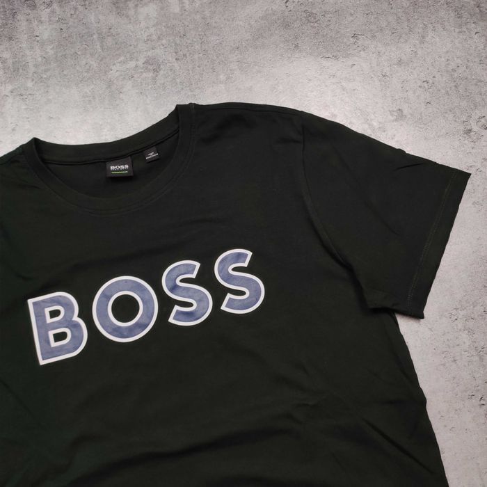MĘSKA Elegancka PREMIUM Koszulka Ciemna Zieleń Hugo Boss Bawełna Logo