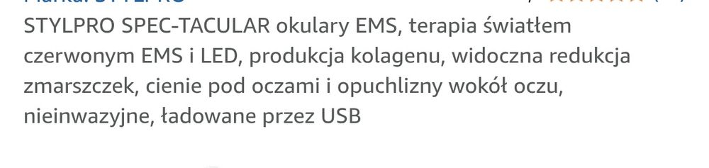 Masażer okolic oczu, Stylpro spec tacular okulary EMS, terapia światłe