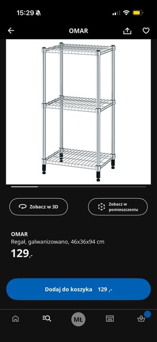 Metalowy regał OMAR Ikea 3 półki