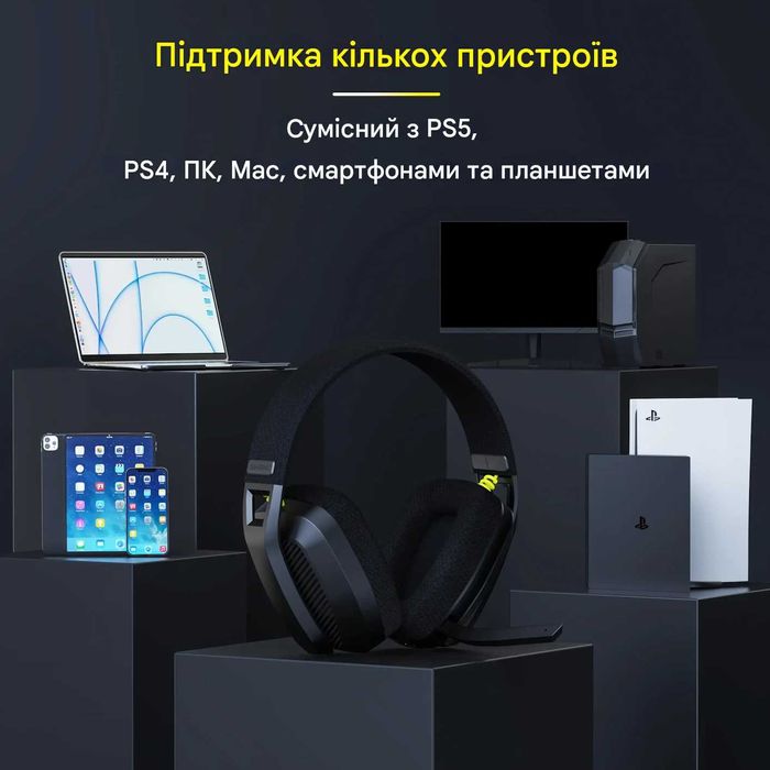 BINNUNE BW06 — бездротова гарнітура 2.4 ГГц + Bluetooth для PS5/PS4/PC