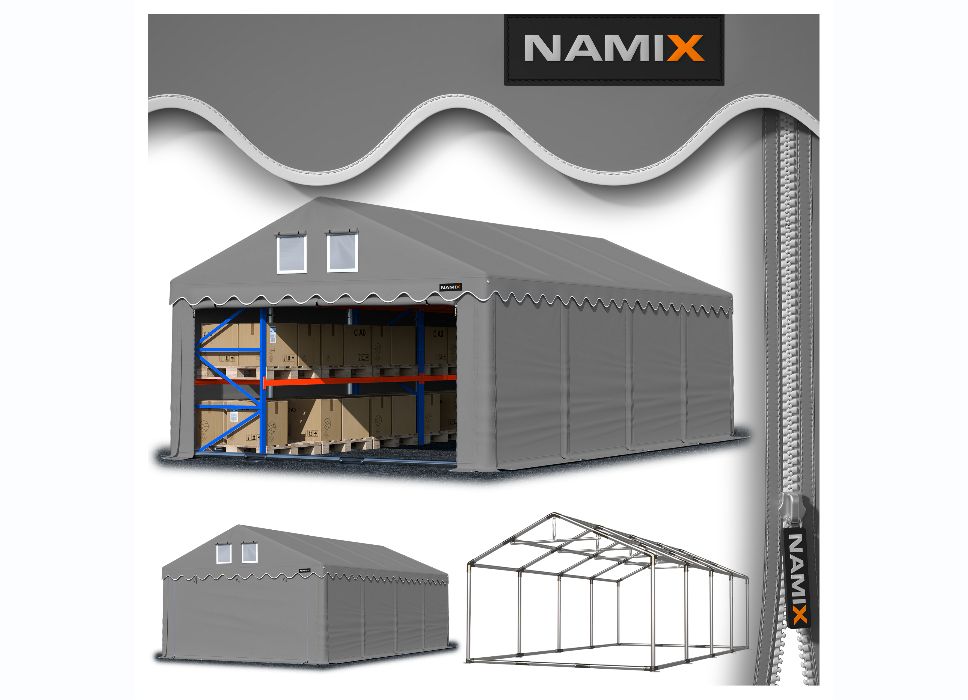 Namiot GRAND 8x8 magazynowy handlowy garaż PVC 560g/m2 MOCNY