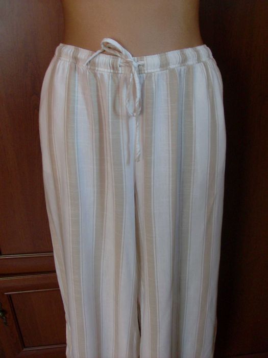 Spodnie letnie len wiskoza R.42 paski H&M