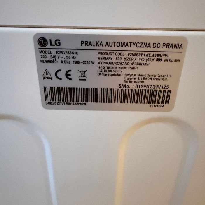 Pralka LG ThinQ 8,5 kg Steam – Direct Drive – IDEALNY STAN