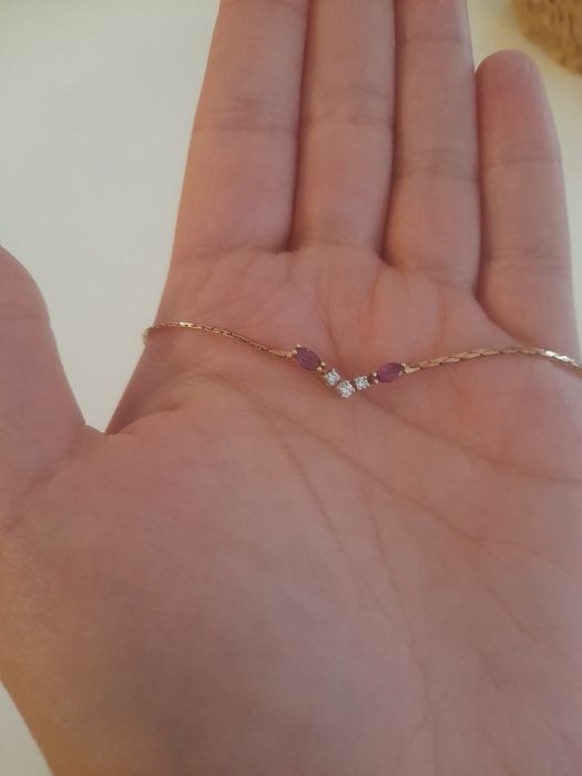 Naszyjnik złoty z diamentami i rubinami