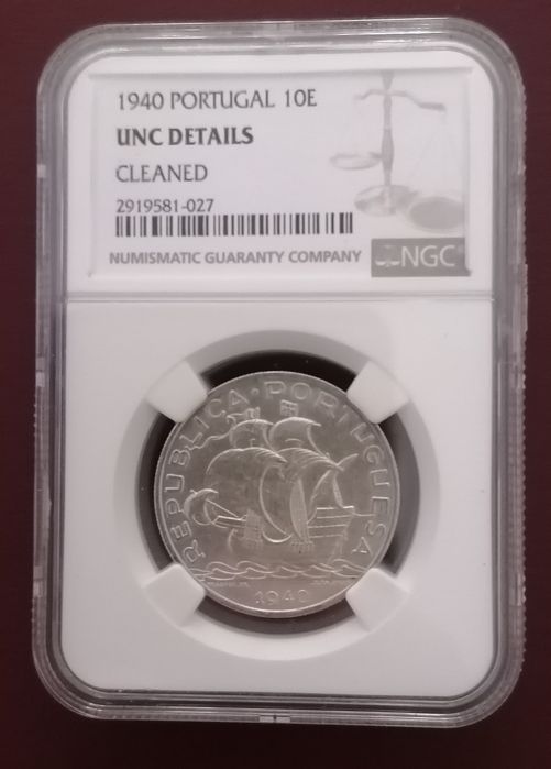 Moeda certificada 10 escudos prata 1940