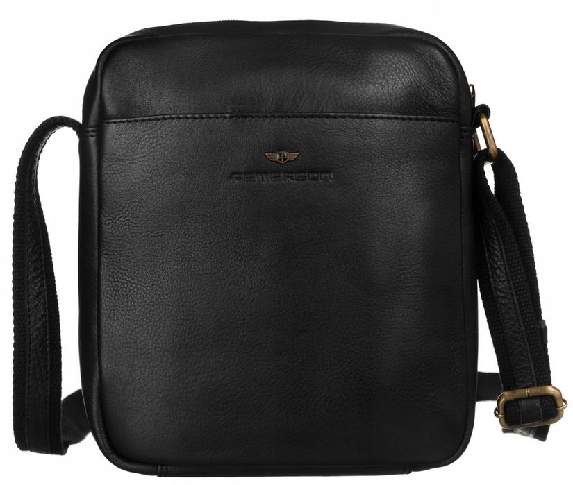 PETERSON – Skórzana Listonoszka Męska Elegancka Torba Dwukomorowa