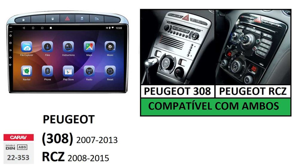 (NOVO) Rádio 2DIN 9" [4+64GB] • PEUGEOT 308 / RCZ • Android