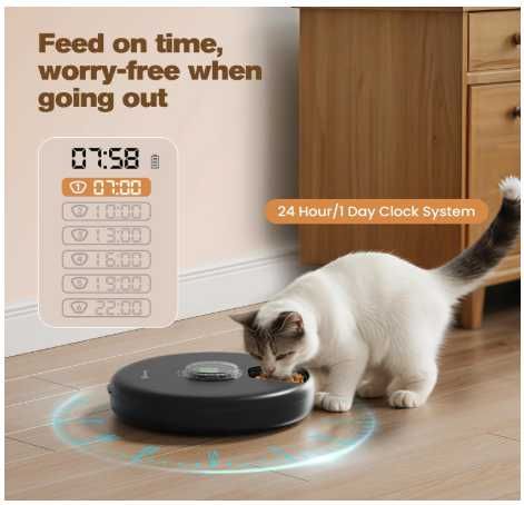 Dispensador Automático de Comida para Gatos e Cães de Pequeno Porte