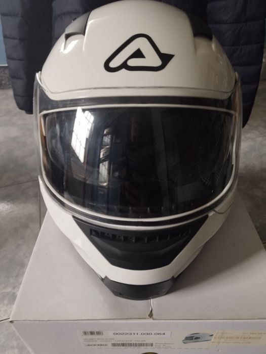 Capacete ACERBIS BOX G-348 Branco C/ Equip.  comunicação Bluetooth