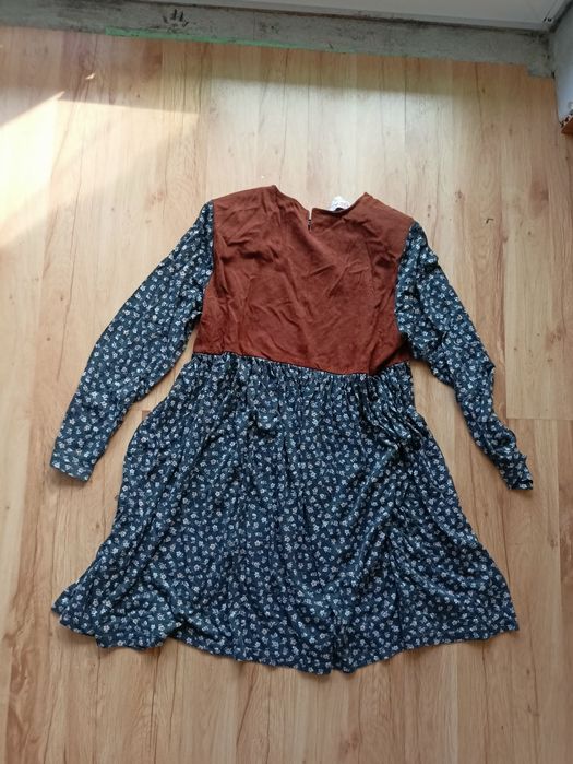 Suienka ciążowa vintage z łączonych materiałów, wloska L Xl