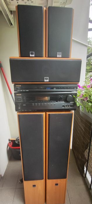 kino domowe Onkyo tx-sr307 + kolumny M AUDIO HCS-9950 MKII + onkyo dvd dv-sp406