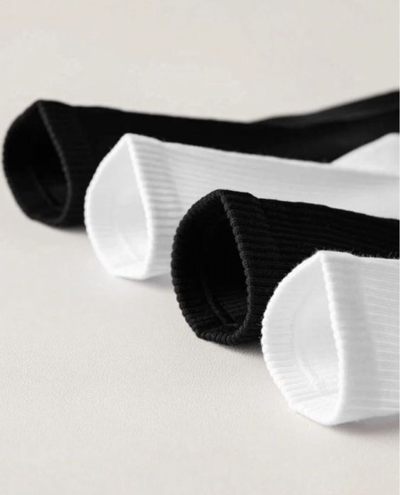 Високі Однотонні Шкарпетки Білі ХБ Рубчик 2025